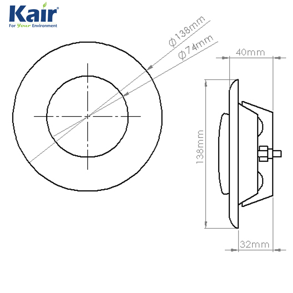 Kair Ceiling Extract Valve 100mm - 4 inch  White Coated Metal Vent