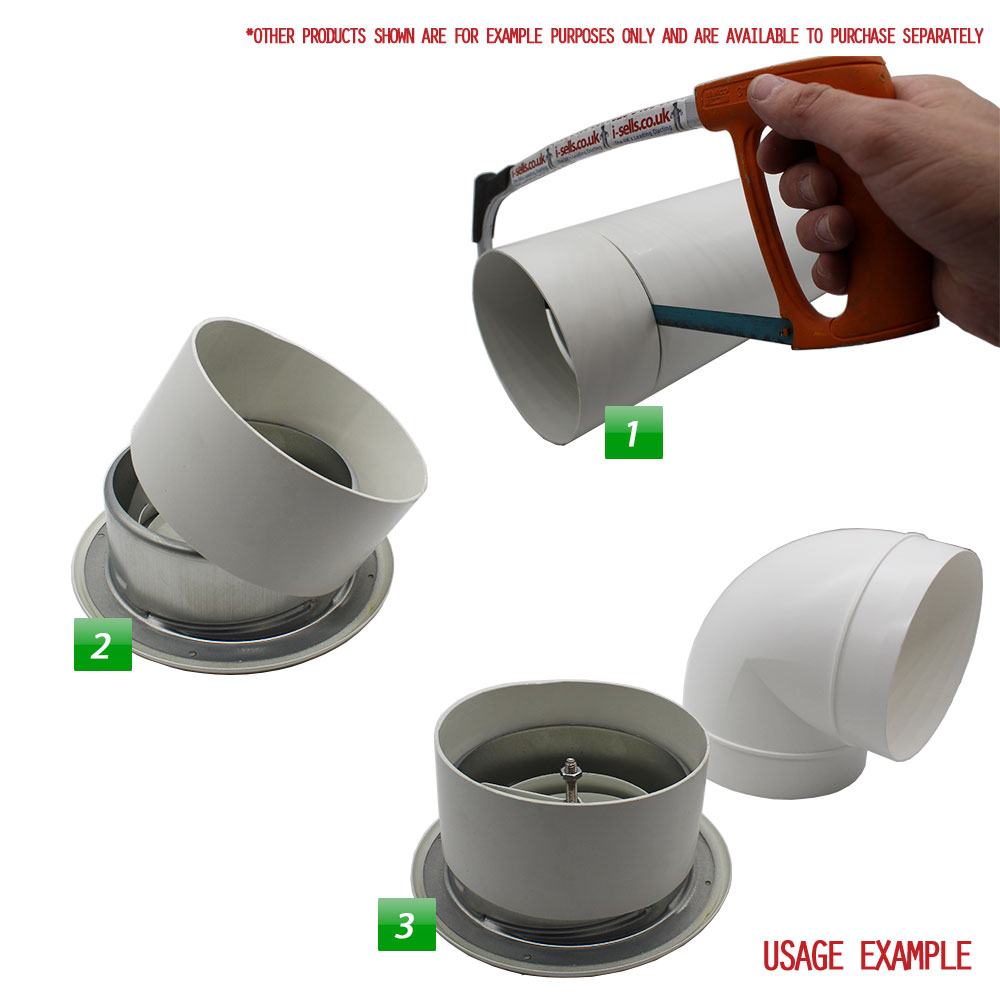 White Powder Coated Invero® Universal Metal Round Ceiling Air Extract Valve Vent Cap 4 Inch 100mm Diameter