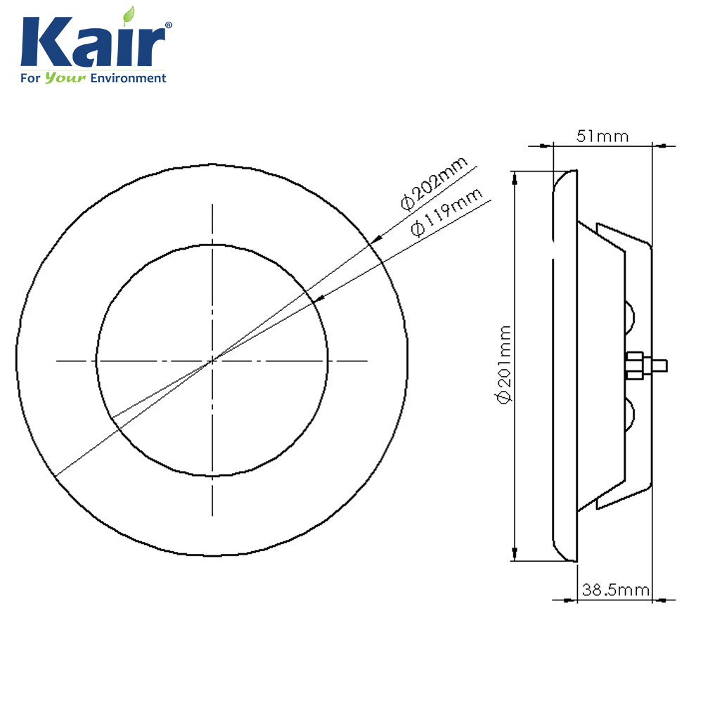 Kair Ceiling Extract Valve 150mm - 6 inch  White Coated Metal Vent
