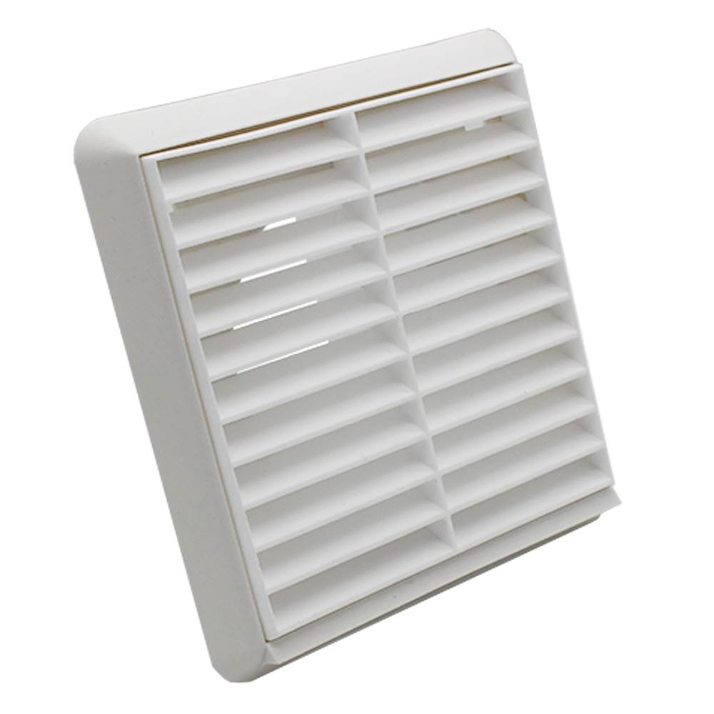 Kair Louvred Grille 125mm - 5 inch White External Wall Ducting Air Vent with Round Spigot
