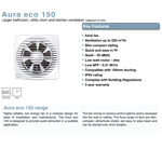 Airflow Aura-Eco 150T Fan - 150mm Timer Bathroom Fan (9041352)