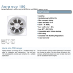 Airflow Aura-Eco 150HT Fan - 150mm Humidity-Timer Bathroom Fan (9041353)
