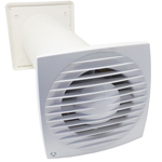 Airflow Aura-Eco 100HT - 100mm Slimline Adjustable Timer - Humidity Fan For use in toilets en-suites and bathrooms (9041349) Kit