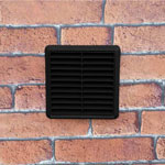 Kair Louvred Wall Vent Grille 150mm - 6 inch Black with Flyscreen for Internal or External use
