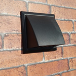 Kair Cowled Outlet Grille 100mm - 4 inch Black External Wall Vent With Round Spigot and Wind Baffle Backdraught Shutter