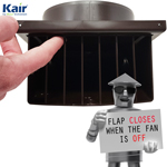 Kair Cowled Outlet Grille 150mm - 6 inch Brown External Wall Vent With Round Spigot and Wind Baffle Backdraught Shutter