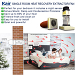 NEW STOCK EXPECTED W/C 02/04/2024 - Kair Heat Recovery Extractor Fan - 12VAC SELV - Humidistat