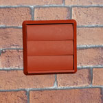 Kair Gravity Grille 125mm - 5 inch Terracotta External Ducting Air Vent with Round Spigot and Not-Return Shutters