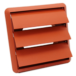 Kair Gravity Grille 125mm - 5 inch Terracotta External Ducting Air Vent with Round Spigot and Not-Return Shutters