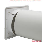 Kair Gravity Grille 125mm - 5 inch White External Ducting Air Vent with Round Spigot and Not-Return Shutters