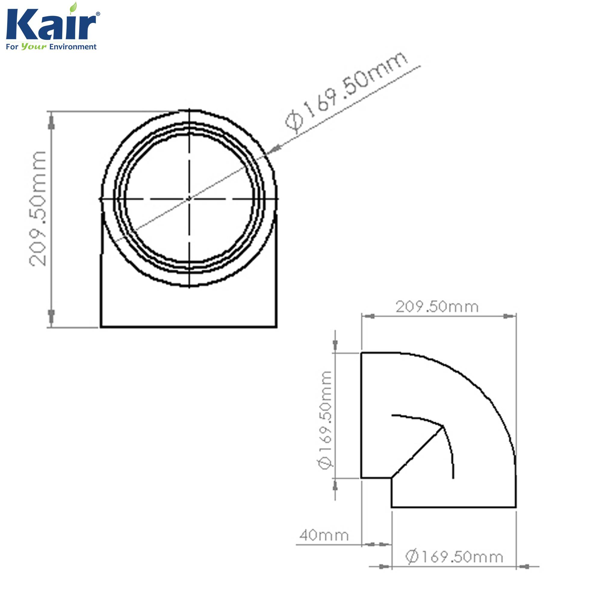 Kair Self-Seal Thermal Ducting - 125mm - 90 Degree Bends - Box of 6