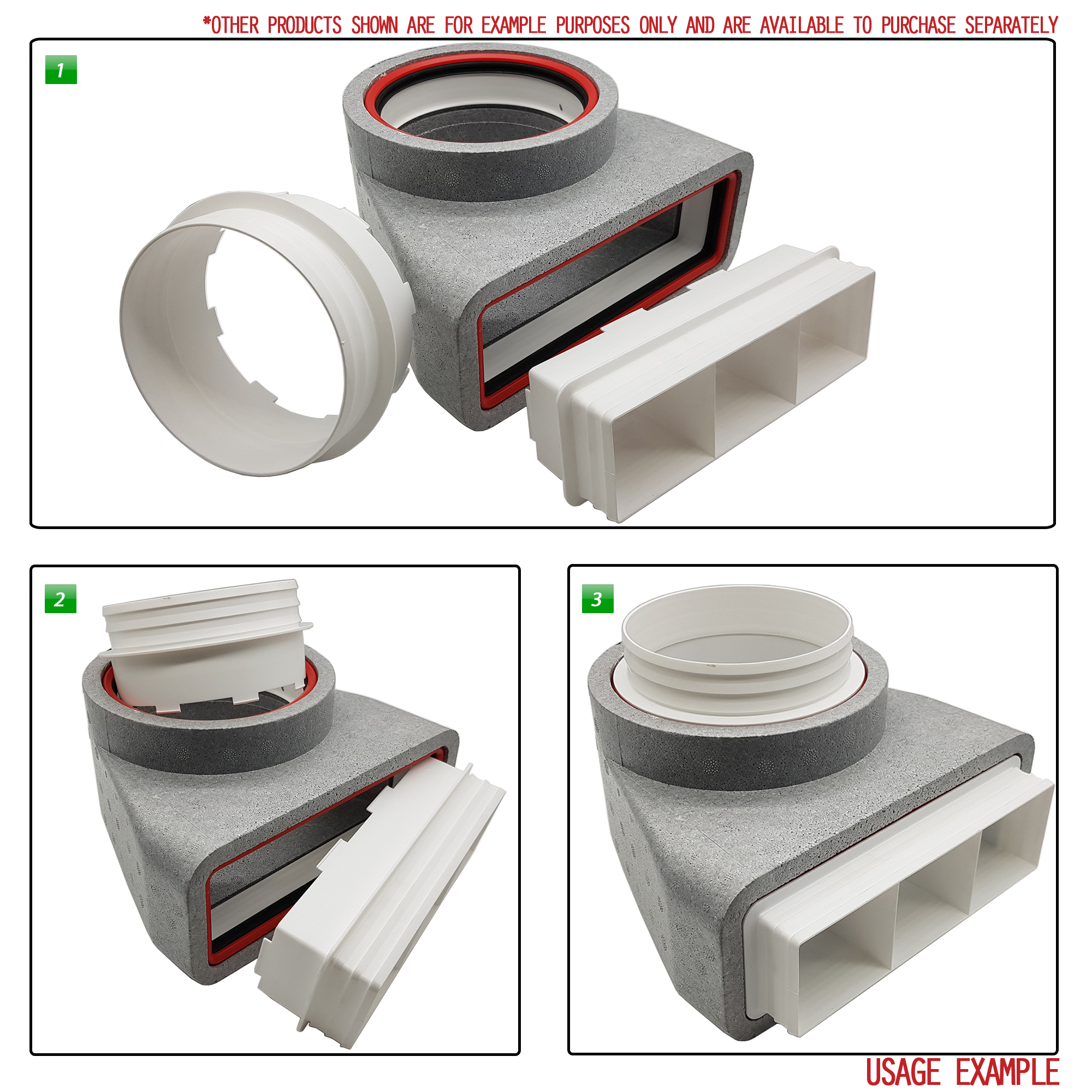 Kair Self-Seal Thermal 204X60mm Male Duct To Fitting Click And Lock Connector