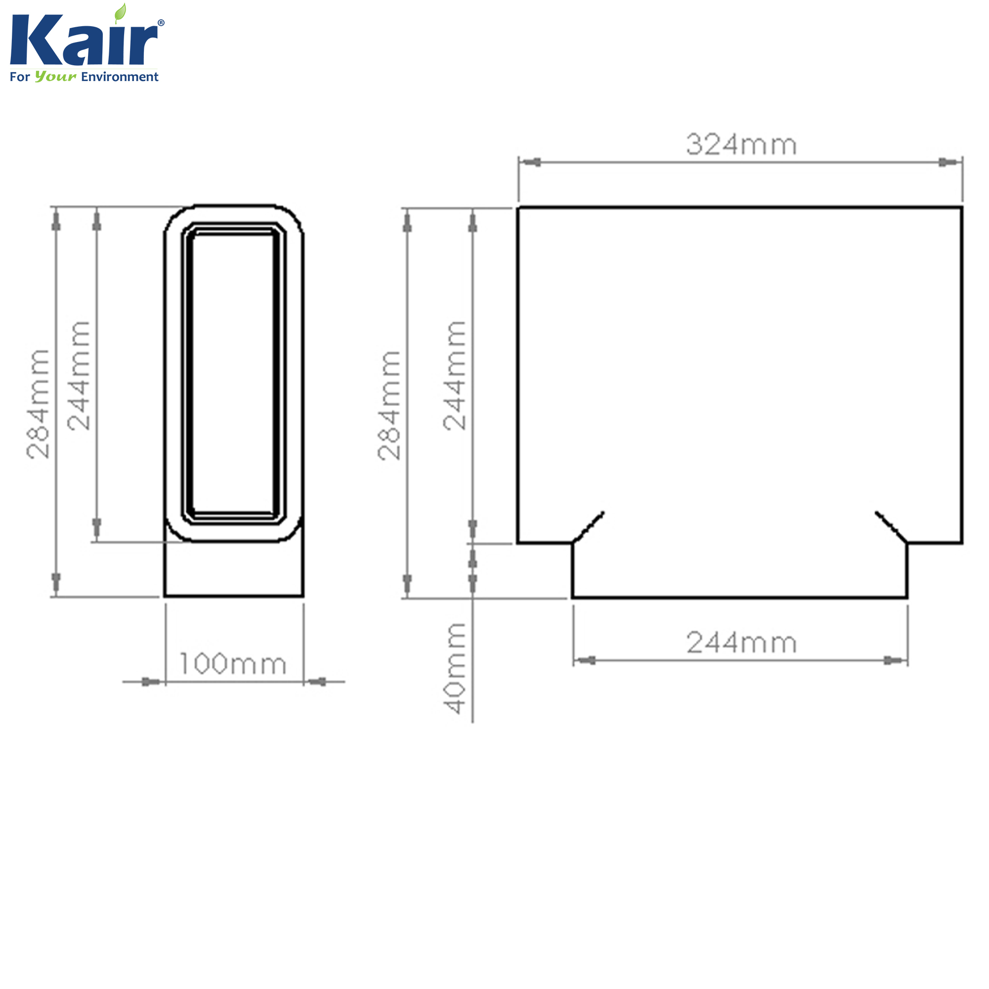 Kair Self-Seal Thermal Ducting 204X60mm T-Piece Complete With Female Click And Lock Fittings