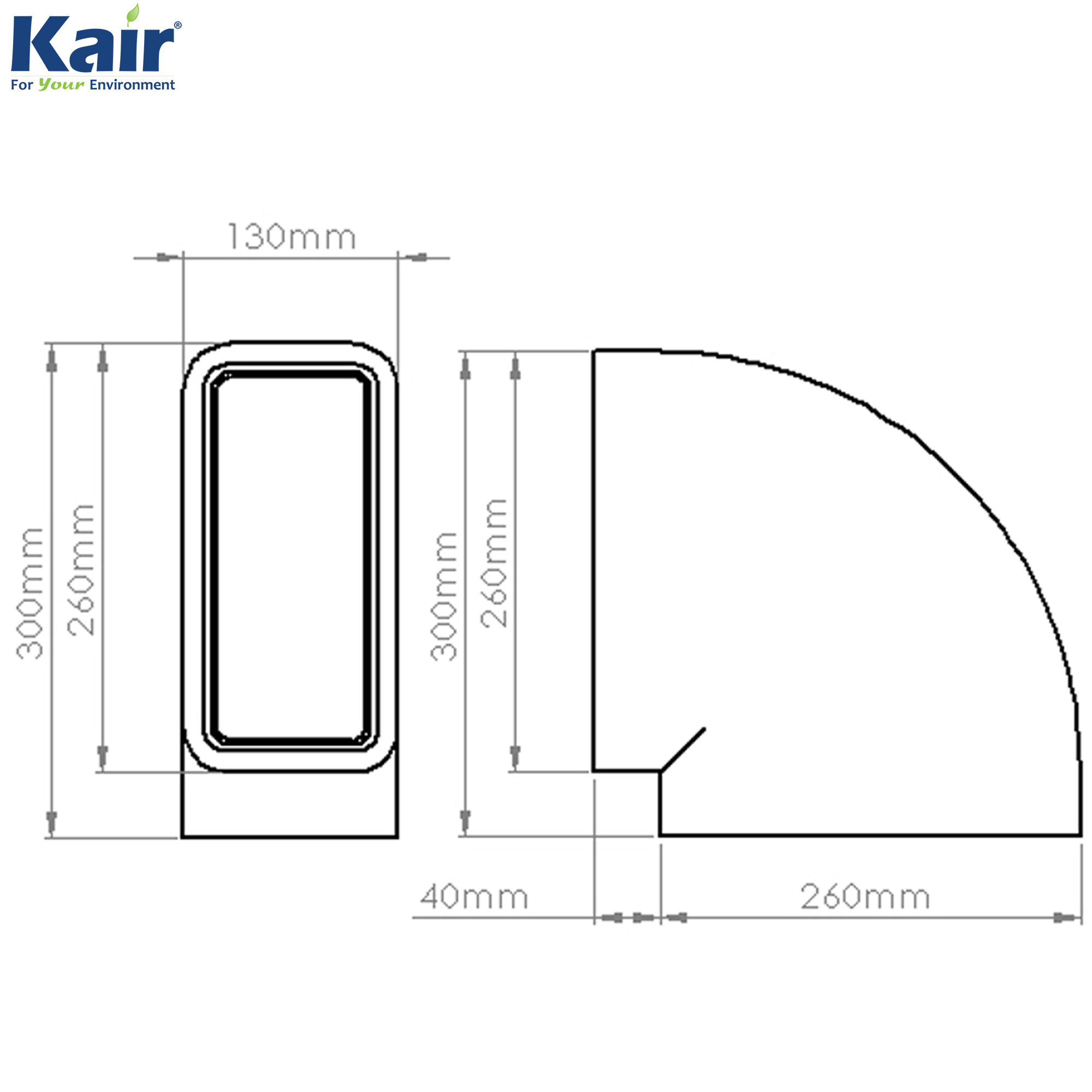 Box of 6 x Kair Self-Seal Thermal Ducting 220X90mm Horizontal 90 Degree Bends Complete With Female Click And Lock Fittings