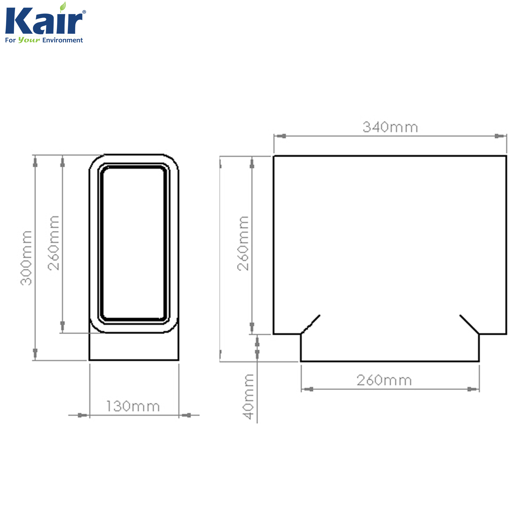 Kair Self-Seal Thermal Ducting 220X90mm T-Piece Complete With Female Click And Lock Fittings