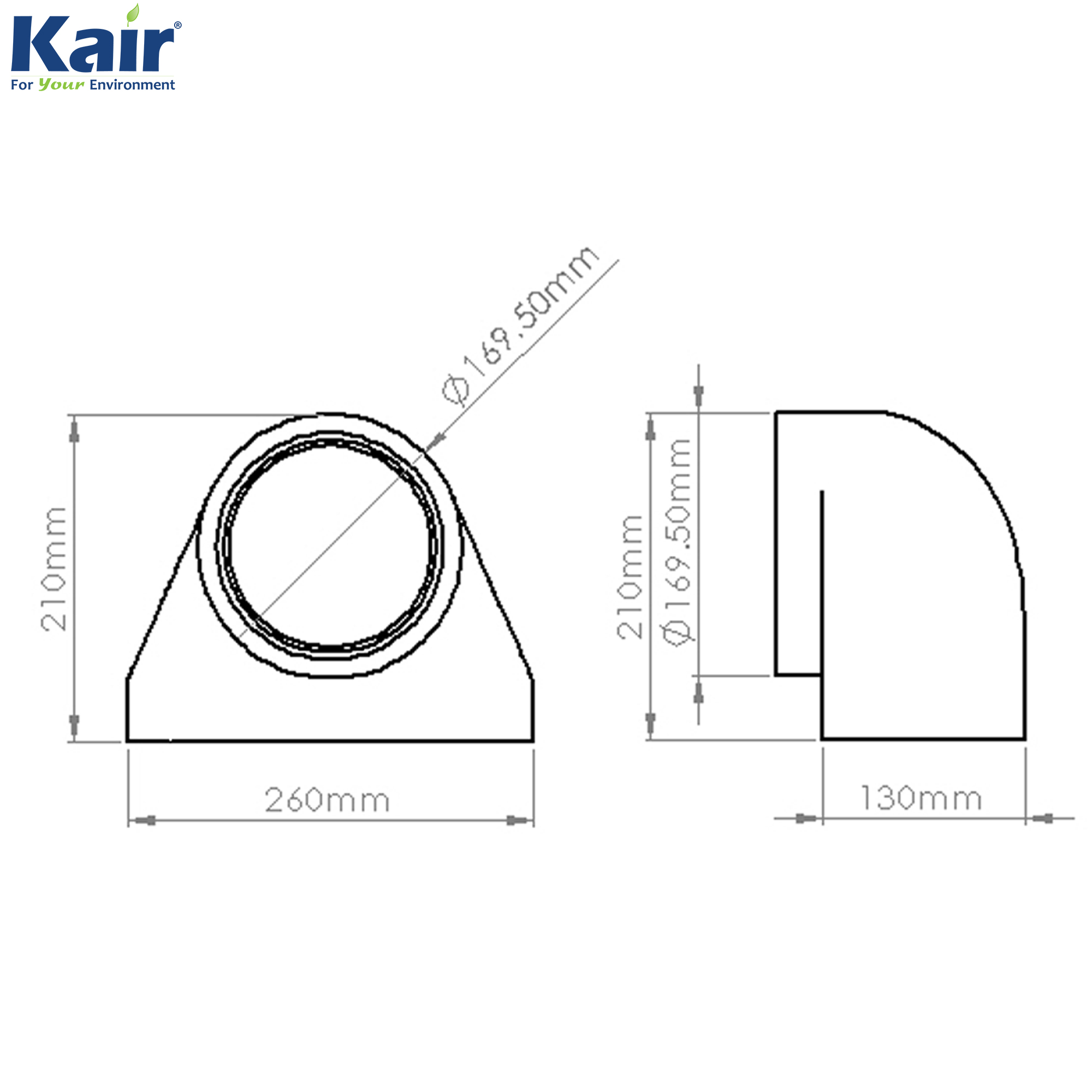 Box of 6 x Kair Self-Seal Thermal Ducting 220X90mm To 125mm Dia Plenums With Female Click & Lock Fittings