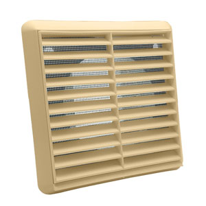 Kair Louvred Wall Vent Grille 100mm - 4 inch Beige with Flyscreen for Internal o...