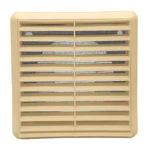 Kair Louvred Wall Vent Grille 100mm - 4 inch Beige with Flyscreen for Internal or External use