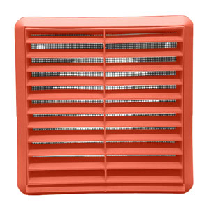 Kair 100mm / 4 inch Louvred Vent Grille with Flyscreen for use with Round Ducting internal / external use - Terracotta