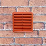 Kair Louvred Grille 100mm - 4 inch Terracotta External Wall Ducting Air Vent with Round Spigot