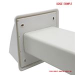 Kair Cowl Vent 110mm x 54mm White External Wall Vent With Rectangular Spigot and Wind Baffle Backdraught Shutter
