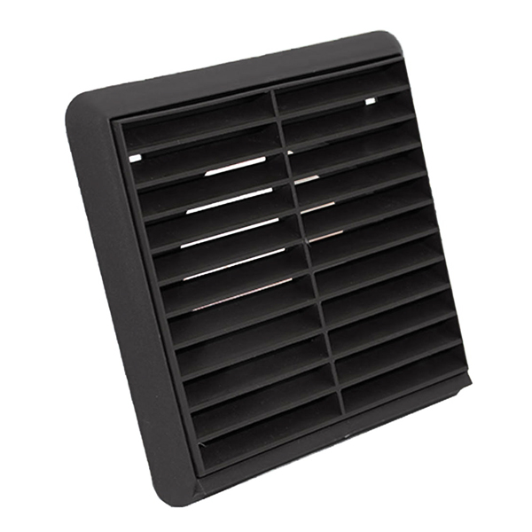 Kair Louvred Grille 100mm - 4 inch Black External Wall Ducting Air Vent with Rou...