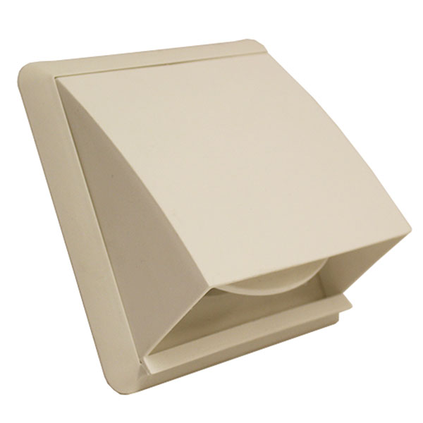 Kair Cowl Vent 100mm - 4 inch White External Wall Vent With Round Spigot and Win...