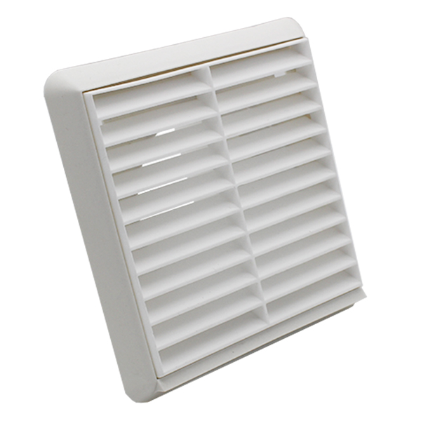 Kair Louvred Grille 100mm - 4 inch White External Wall Ducting Air Vent with Rou...