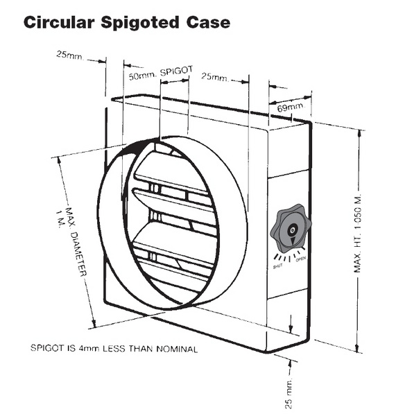Volume Control Damper - Circular Spigot Fit - 355mm