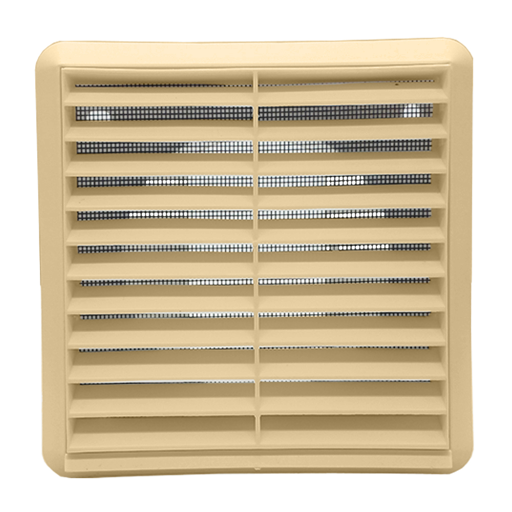 Kair Louvred Wall Vent Grille 100mm - 4 inch Beige with Flyscreen for Internal or External use