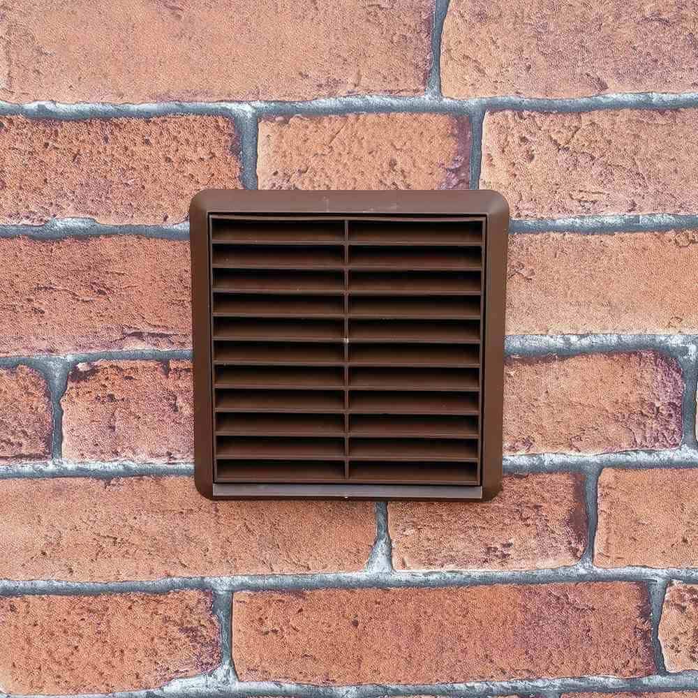 Kair Louvred Wall Vent 125mm - 5 inch Brown Grille with Flyscreen for Internal or External use