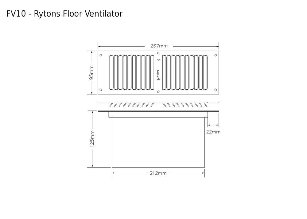Rytons Floor Ventilator with Mirror Stainless Steel Louvre