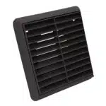 Kair Louvred Grille with Flyscreen – Round Rear Spigot - 125mm, Black