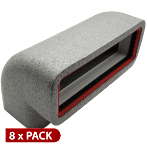 Box of 8 x Kair Self-Seal Thermal Ducting 204X60mm Vertical 90 Degree Bends Complete With Female Click And Lock Fittings