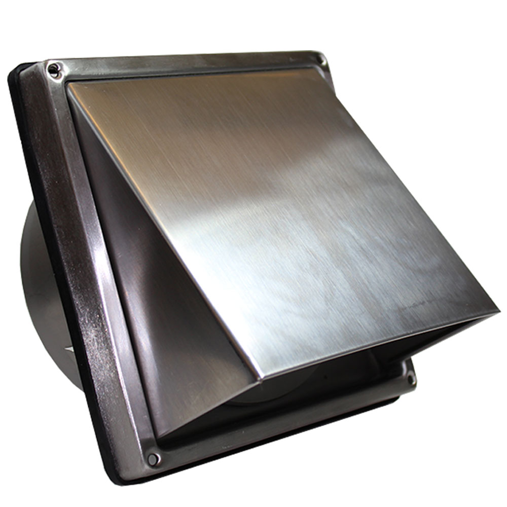 Kair Cowl Vent Stainless Steel Grille with Backdraught Shutter - 150mm