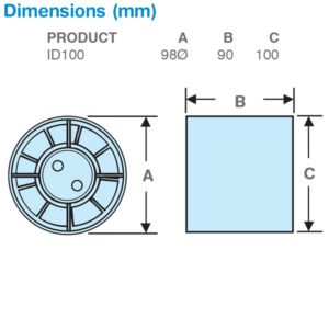 Manrose ID100 Fan - Inline Tube Fan Without Bracket - 100mm