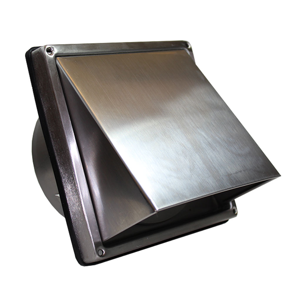 Kair Cowl Vent Stainless Steel Grille with Backdraught Shutter - 125mm