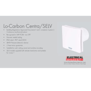 Vent Axia 473827 Extractor Fan Centra HT DC Low Carbon Dual Speed with Humidistat Condensation Sensor and Over Run Timer DMEV