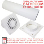 Airflow Aura-Eco 100HT - 100mm Slimline Adjustable Timer - Humidity Fan For use in toilets en-suites and bathrooms (9041349) Kit