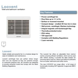 Airflow Loovent Timer Bathroom Fan (71766401)