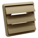 Kair Gravity Grille with Round Rear Spigot and Not-Return Shutters - 125mm, Beige