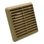 Kair Louvred Grille with Round Rear Spigot - 100mm, Beige