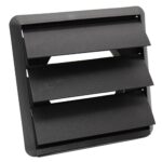 Kair Gravity Grille with Round Rear Spigot and Not-Return Shutters - 100mm, Black