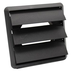 Kair Gravity Grille with Round Rear Spigot and Not-Return Shutters - 100mm, Black