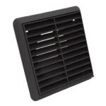 Kair Louvred Grille with Round Rear Spigot - 100mm, Black