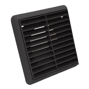 Kair Louvred Grille with Round Rear Spigot - 100mm, Black
