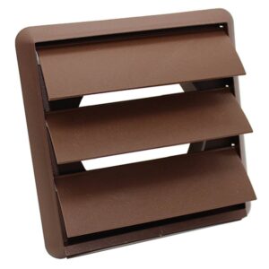 Kair Gravity Grille with Round Rear Spigot and Not-Return Shutters - 125mm, Brown
