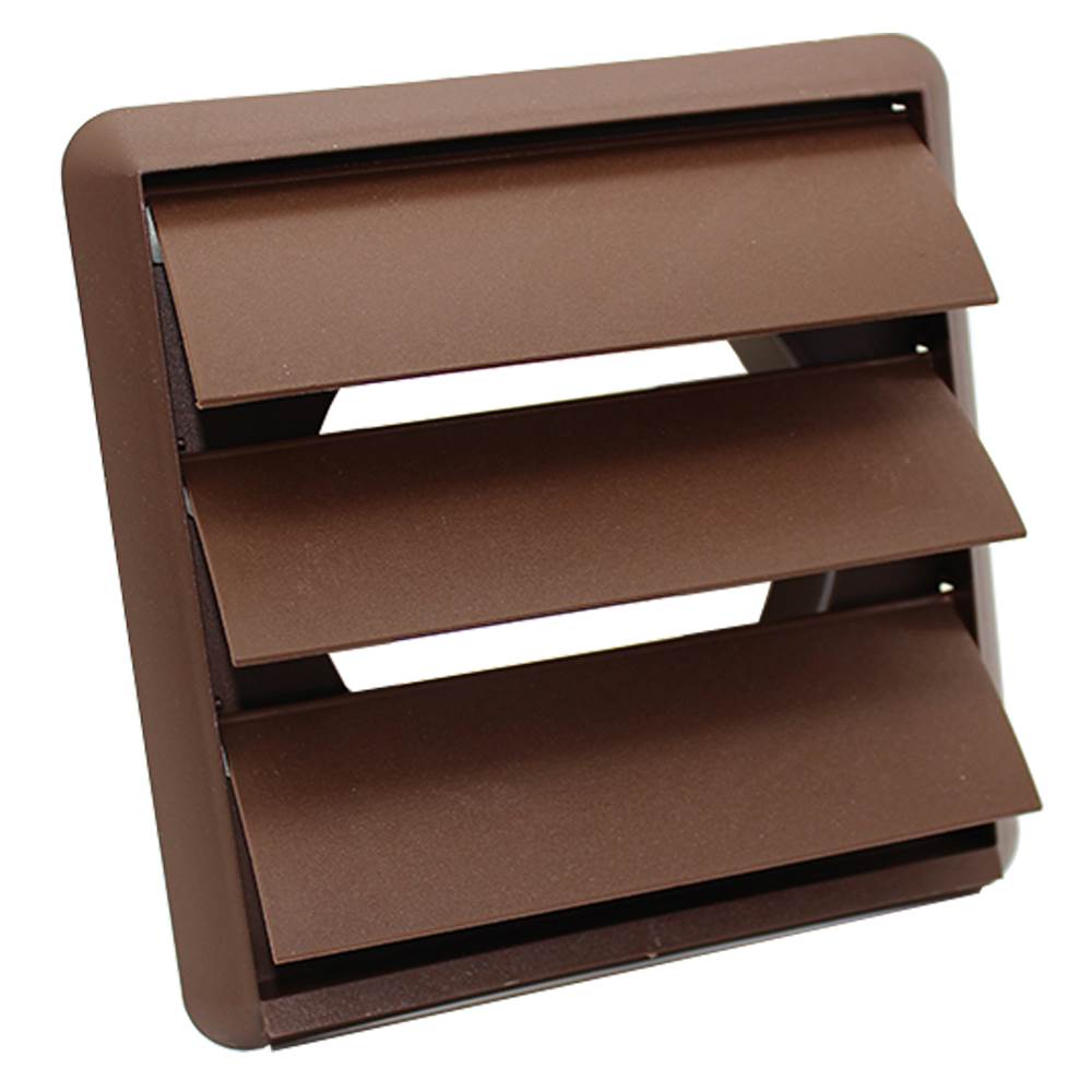 Kair Gravity Grille with Round Rear Spigot and Not-Return Shutters - 125mm, Brown