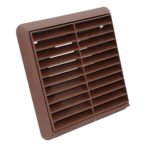 Kair Louvred Grille with Round Rear Spigot - 100mm, Brown
