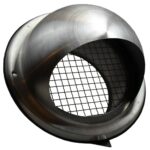 Kair Bull-Nose External Vent Stainless Steel Grille with Drip Deflector - 125mm, With Wire Grille